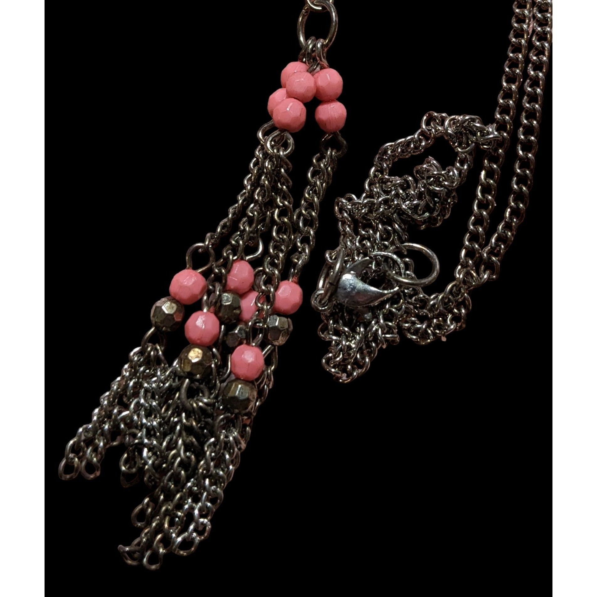Other Pink And Silver Beaded Chain Tassel Necklace Size ONE SIZE - 4 Thumbnail