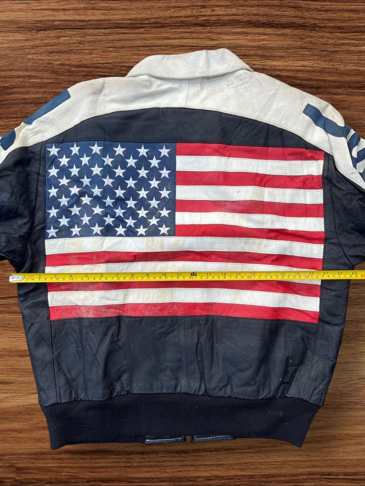 Michael Hoban × Vintage Vintage Michael Hoban Wheremi USA Big Flag Leather Jacket Size US L / EU 52-54 / 3 - 13 Thumbnail