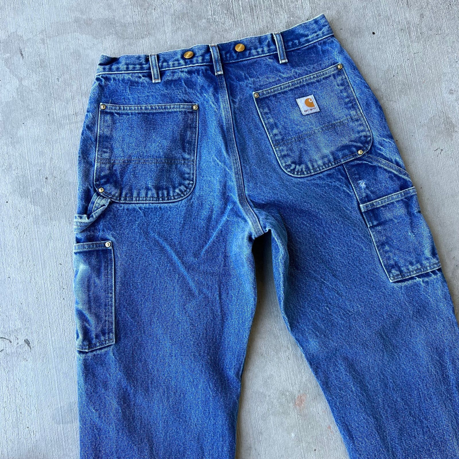 Carhartt × Vintage Carhartt faded denim blue jeans double knee work wear pants Size US 32 / EU 48 - 6 Thumbnail