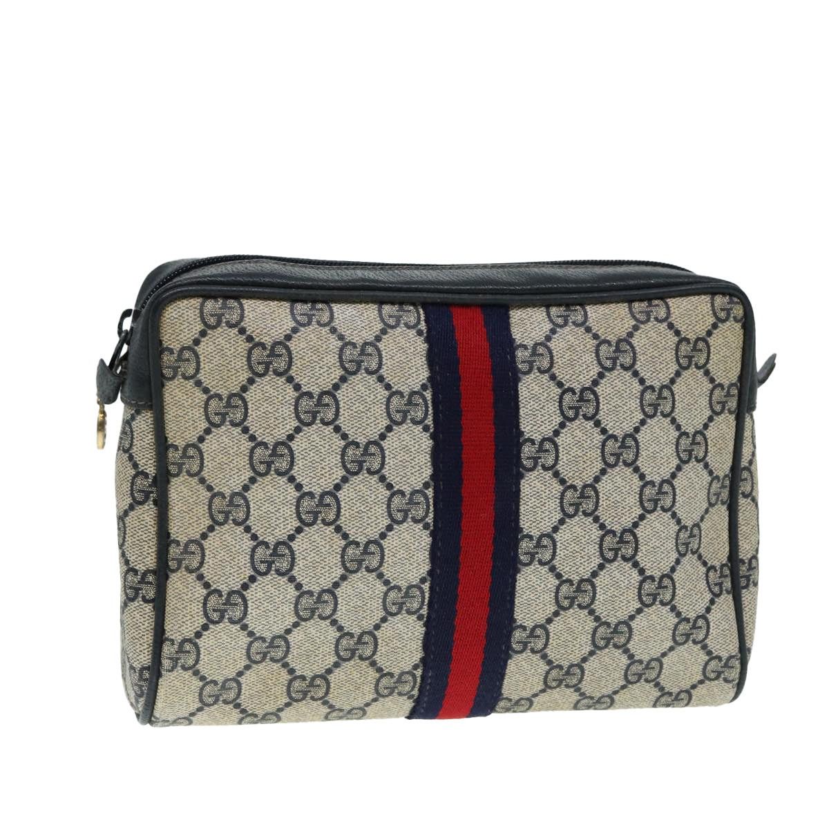 Gucci GUCCI GG Supreme Sherry Line Clutch Bag Pvc Red Navy Size ONE SIZE - 1 Thumbnail