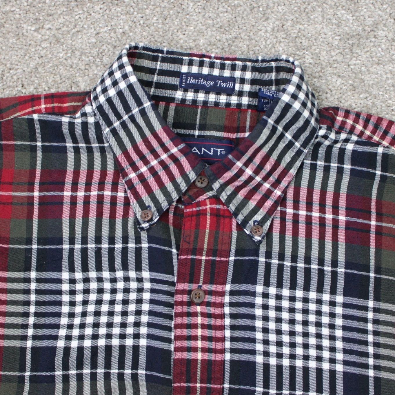 Gant GANT Shirt Mens Large Red Plaid Heritage Twill Long Sleeve Button-Up Cotton/Polyester Birthday 90s Mens Size US L / EU 52-54 / 3 - 6 Thumbnail