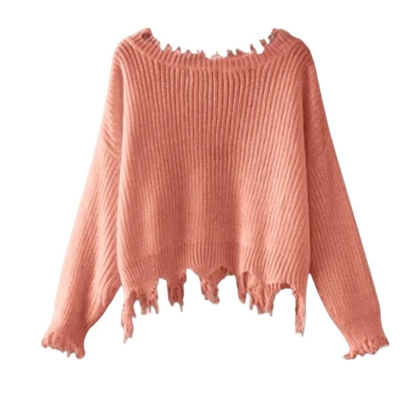 Other Zaful Cropped Sweater Distressed Frayed Orangepink/Coral XL Size XL / US 12-14 / IT 48-50 - 5 Thumbnail