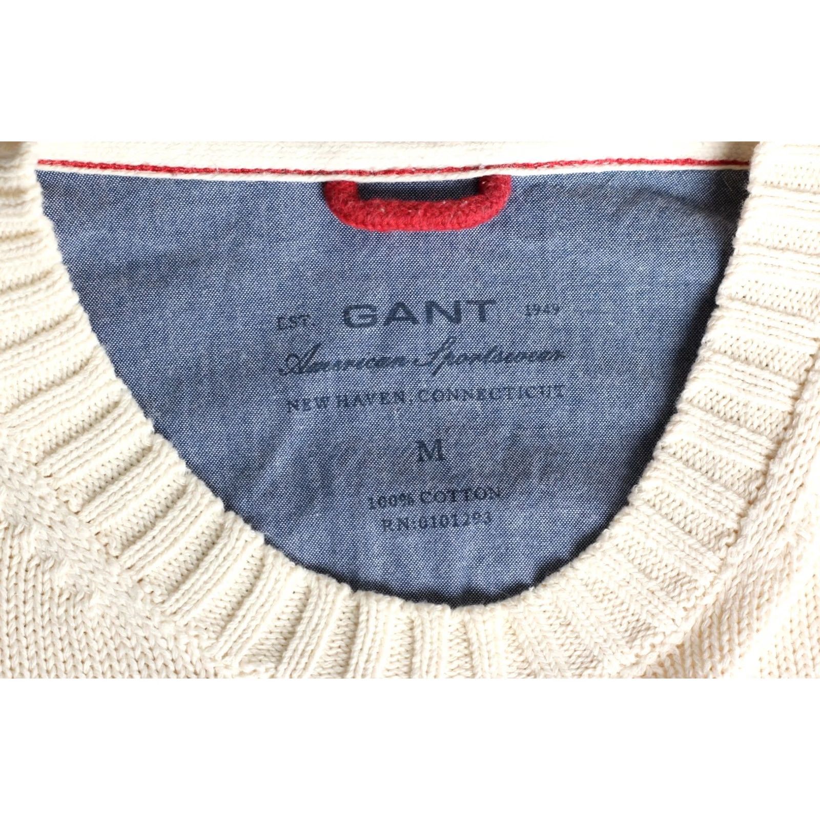 Gant Vintage GANT Jumper Mens Knit Cotton Crew Neck M Beige USA Flag VR4007 Size US M / EU 48-50 / 2 - 6 Thumbnail