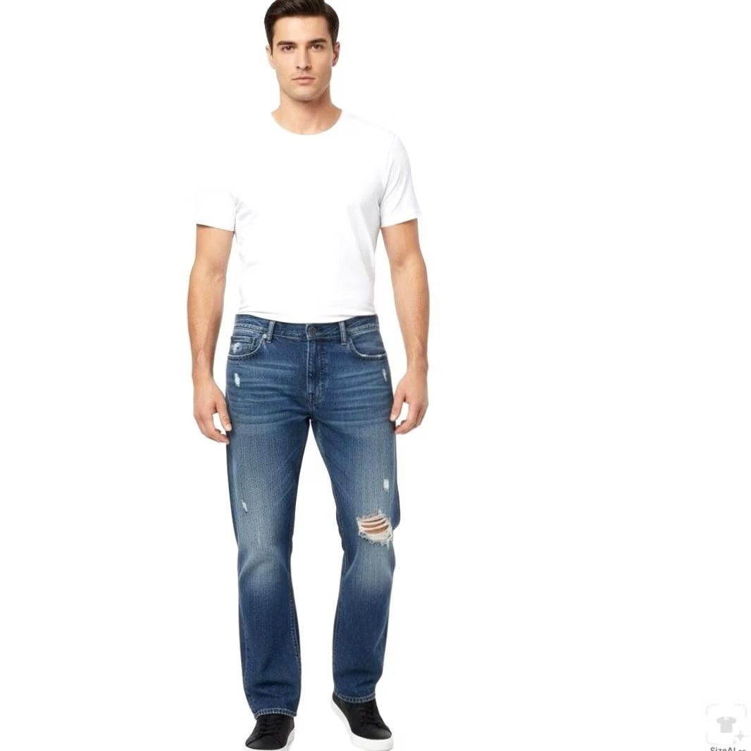 Levi's Levi's 569 Jeans Mens 38x32 Blue Medium Wash Distressed Relaxed Denim Zip Fly Jeans Size US 38 / EU 54 - 4 Thumbnail