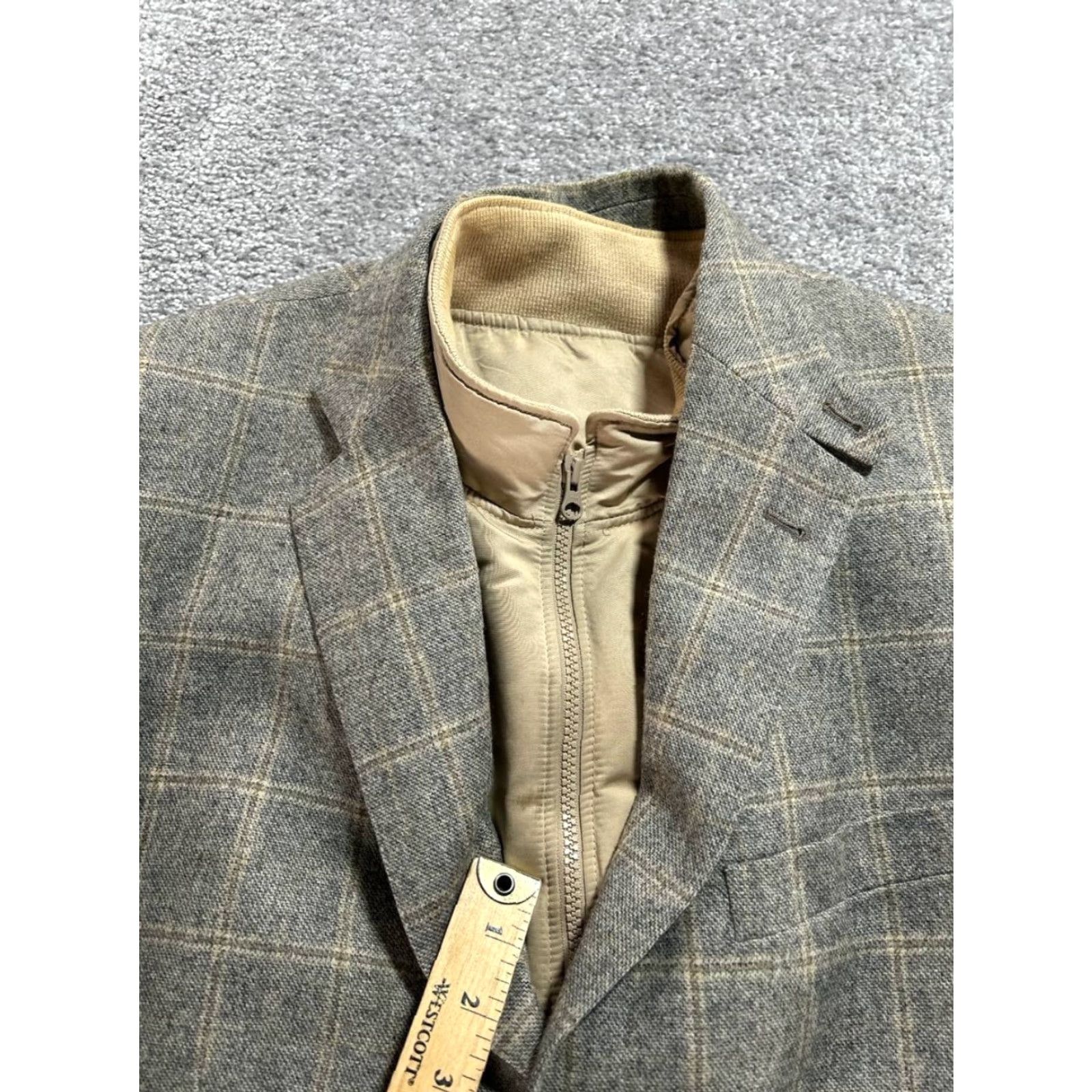 Brooks Brothers Brooks Brothers Blazer Mens 42 Gray Plaid Wool Cashmere Jacket Single-Breasted Notch 3-Button City Classic Mens Size 42R - 6 Thumbnail