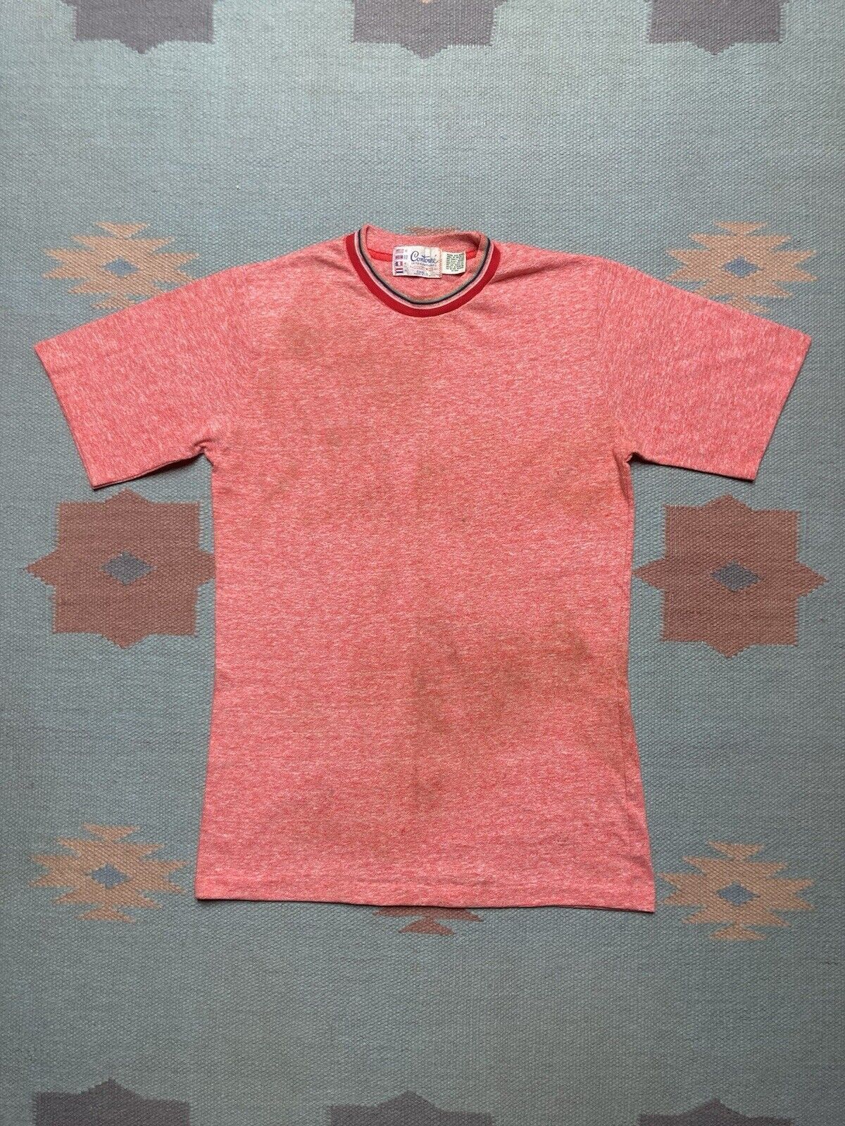 Vintage 70s blank t shirt heather cotton blend single stitch small Size US S / EU 44-46 / 1 - 1 Thumbnail