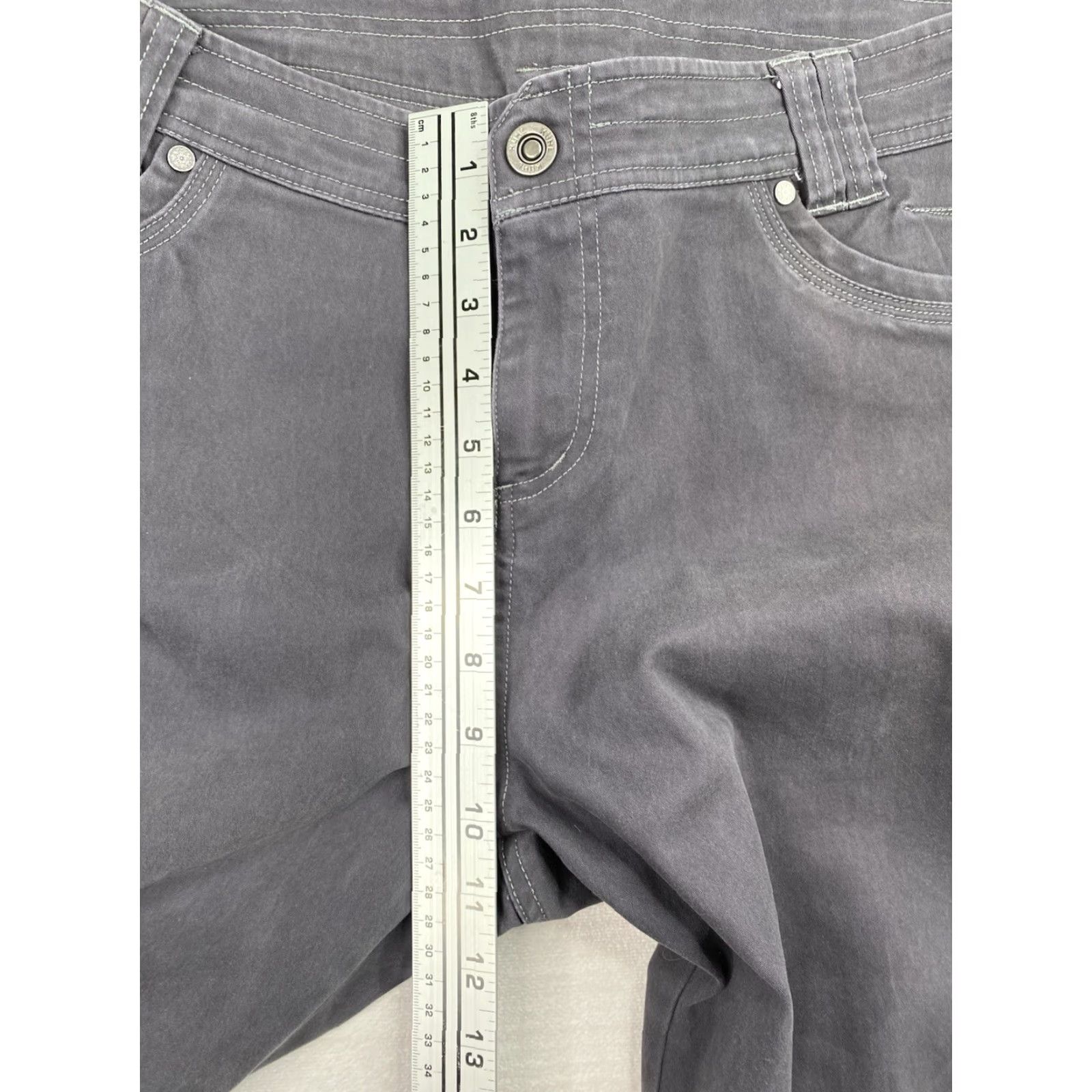 Vintage Kuhl Pants Womens 14 Gray Stretch Chino Mid Rise Reinforced Seams Pockets Logo Outdoor Casual Size 36" / US 14 / IT 50 - 7 Thumbnail