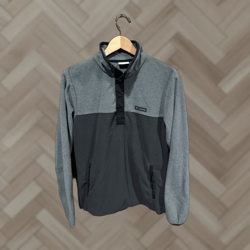 Vintage Columbia Mens Gray 1/4 Button up Fleece Pullover Sweatshirt Mock Neck Size S Size US S / EU 44-46 / 1 - 1 Thumbnail