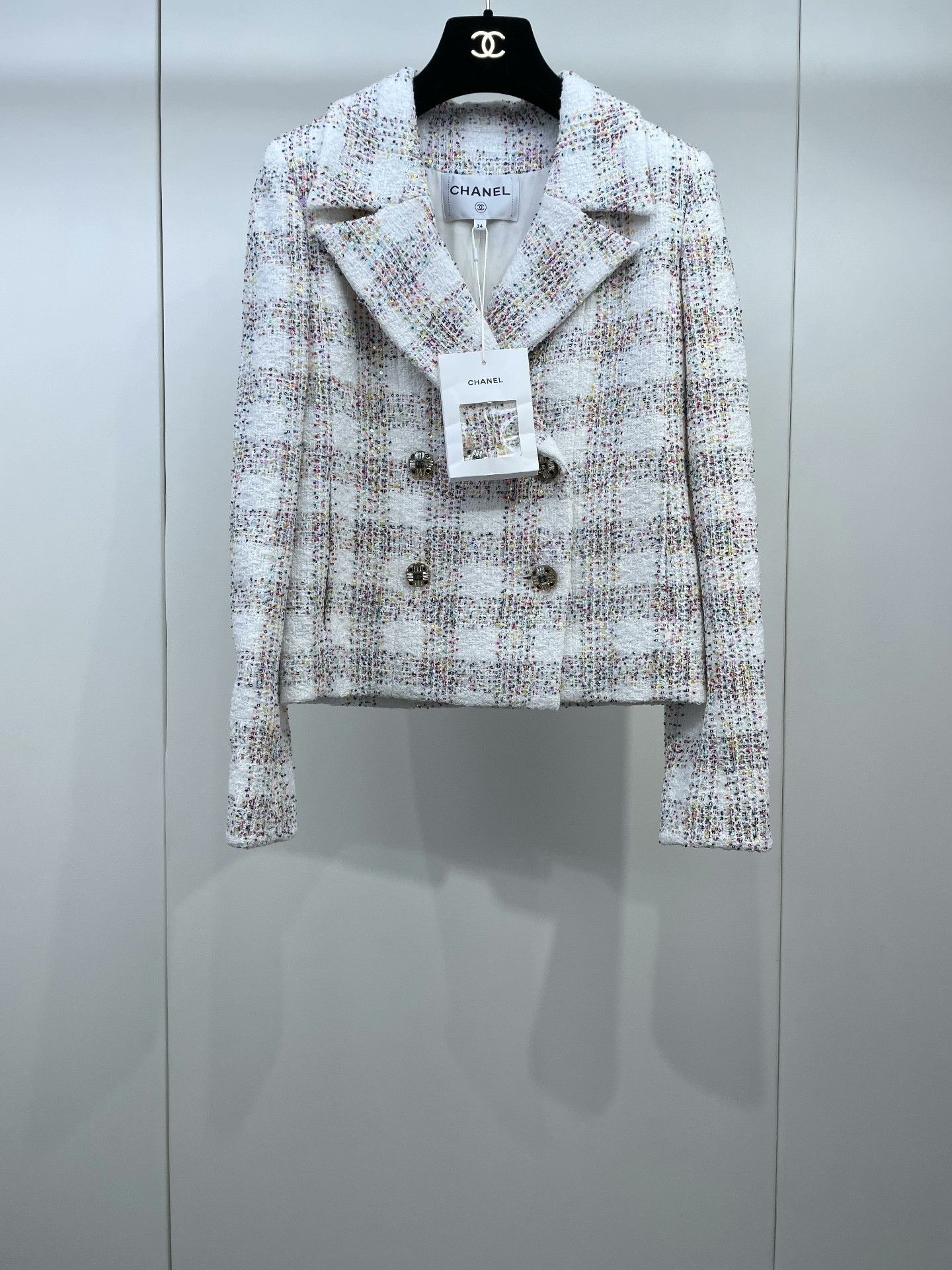 Chanel Chanel 24S Sequin Plaid Jacket Size XXS / US 00 / IT 34 - 1 Thumbnail