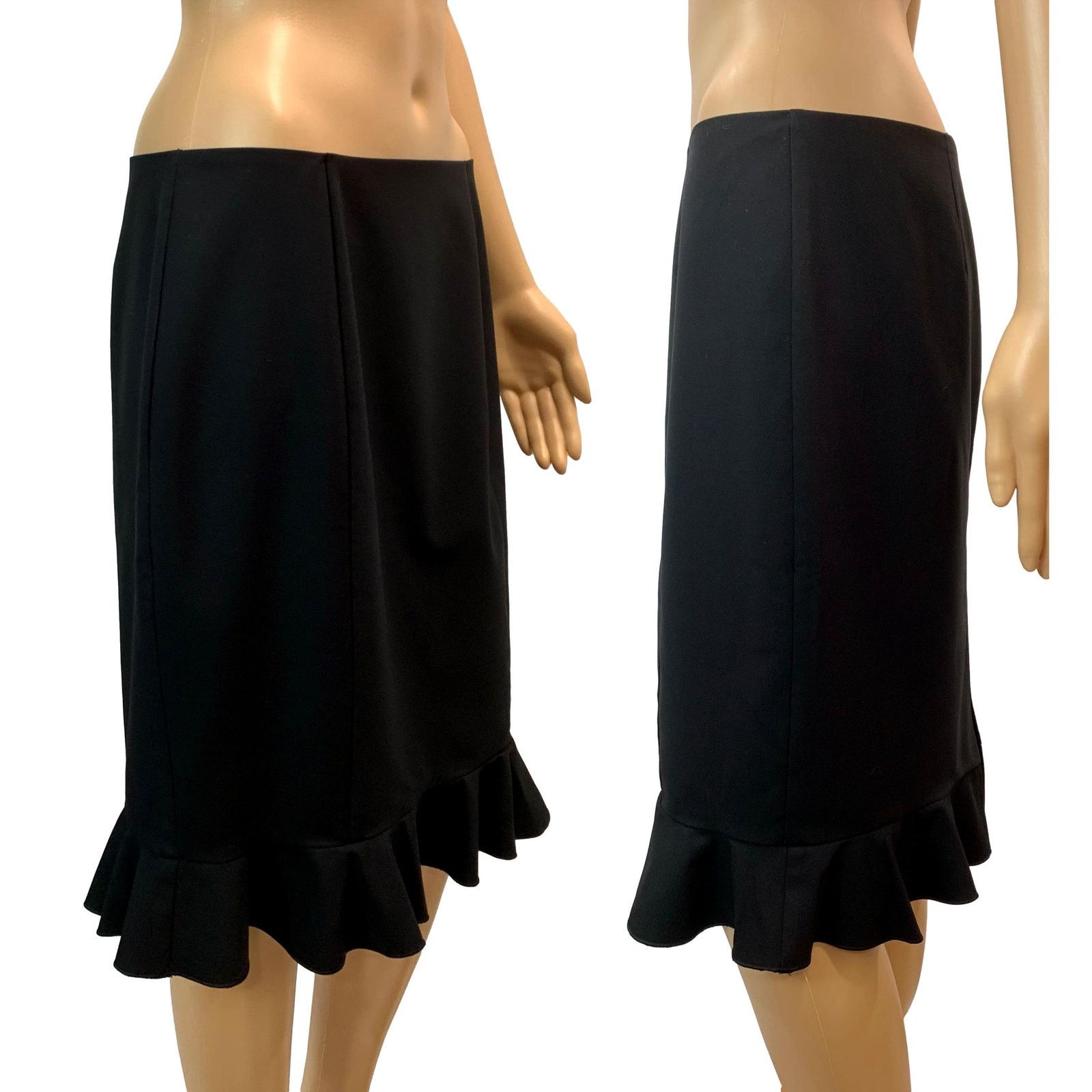 Trina Turk Trina Turk BLACK Pencil Skirt Flounce Hem | STRETCH | size 6 Size 28" / US 6 / IT 42 - 8 Thumbnail
