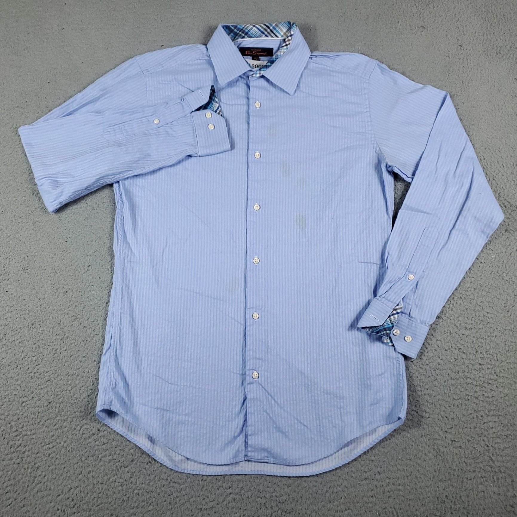 Ben Sherman Ben Sherman Shirt Mens Medium Blue Striped Button-Up Long Sleeve Cotton Stained Size US M / EU 48-50 / 2 - 2 Thumbnail
