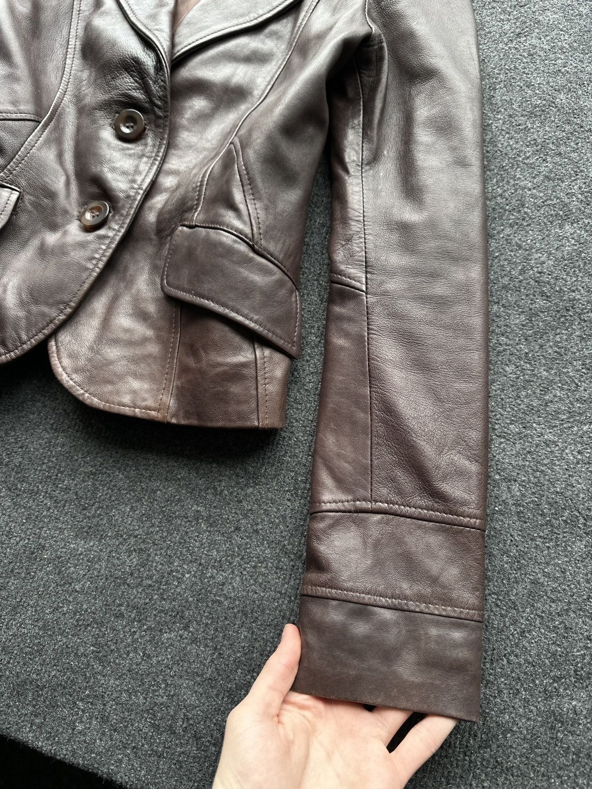 Leather 🚨 LEATHER BROWN BLAZER JACKET WOMEN LUXURY OLD MONEY Size M / US 6-8 / IT 42-44 - 4 Thumbnail
