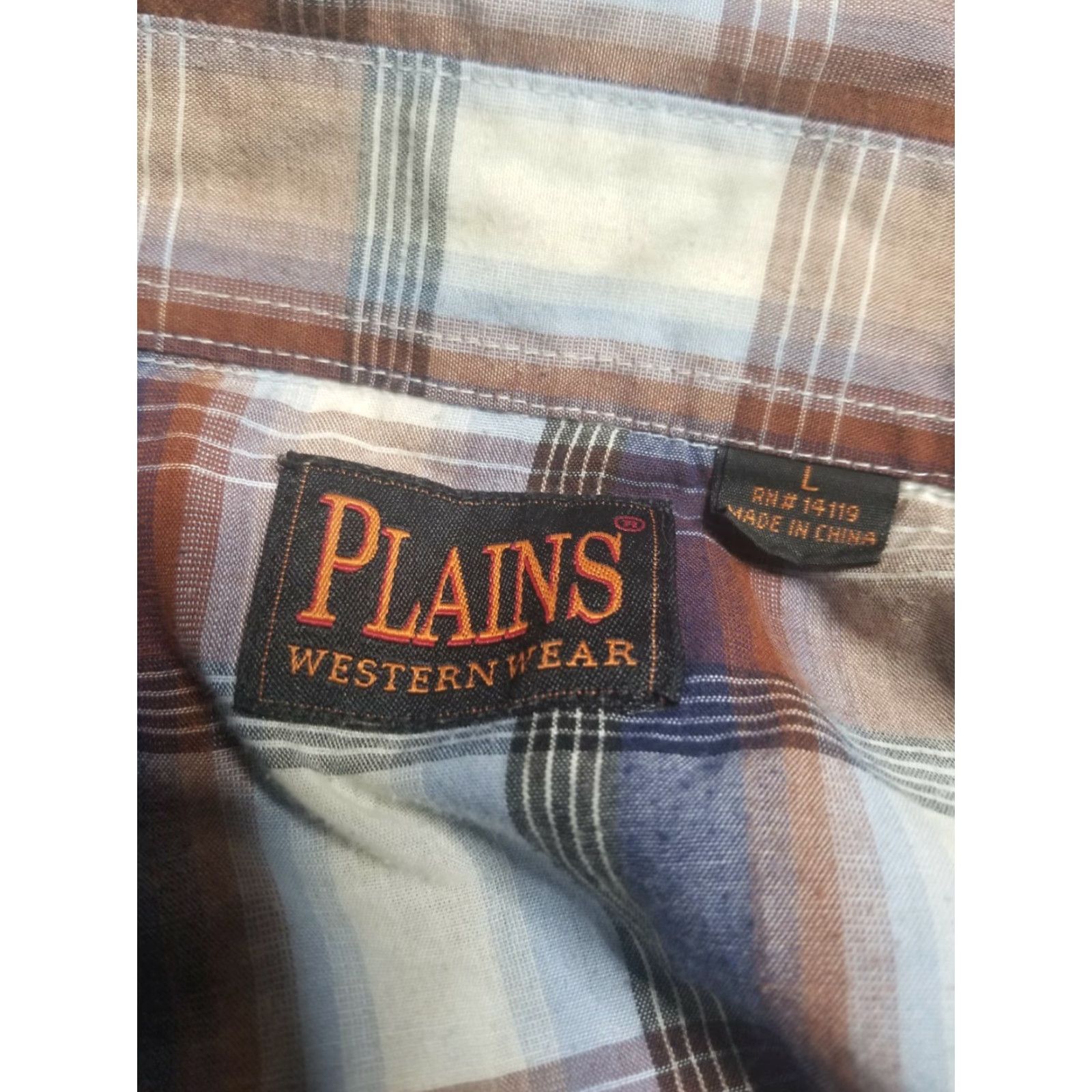Vintage VINTAGE Plains Western Wear Shirt Plaid Western Pearl Snap Short Sleeve L Blue Mens Regular Shirt Blue Cowboy Retro Rockabilly 90s Mens Size US L / EU 52-54 / 3 - 5 Thumbnail