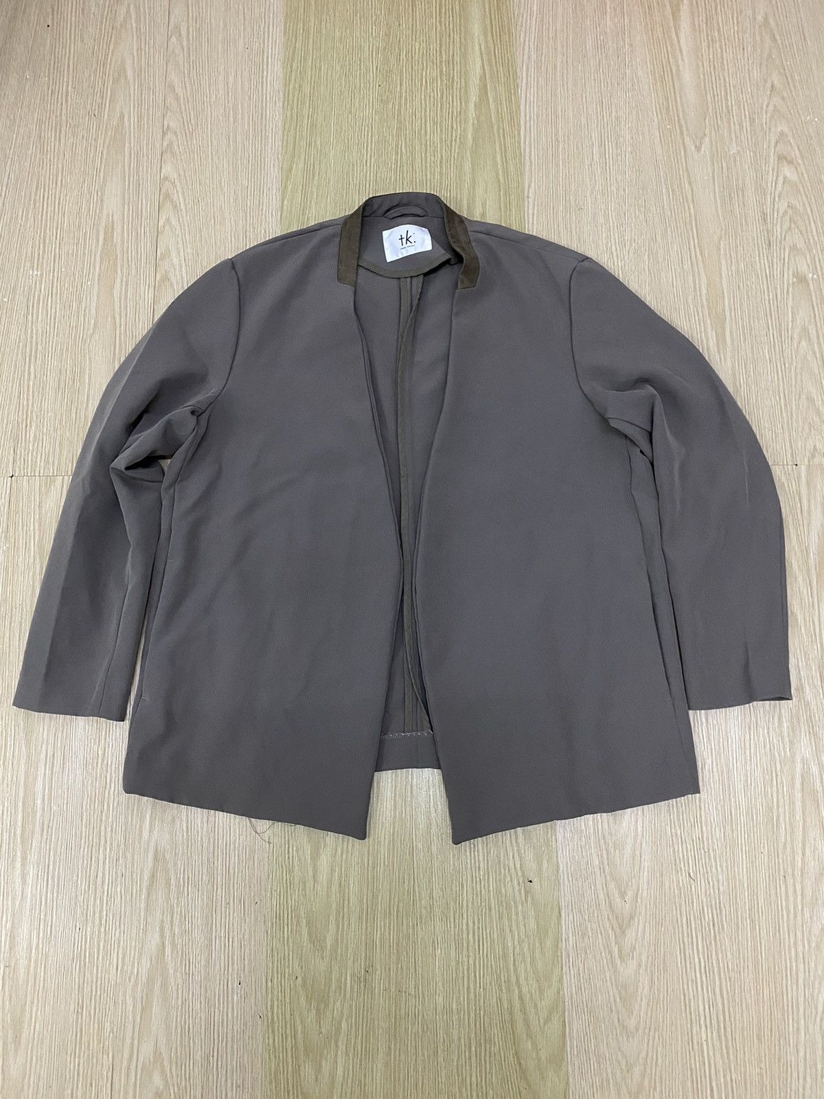 image of Takeo Kikuchi Collarless Blazer Jacket in Grey, Men's (Size Small)