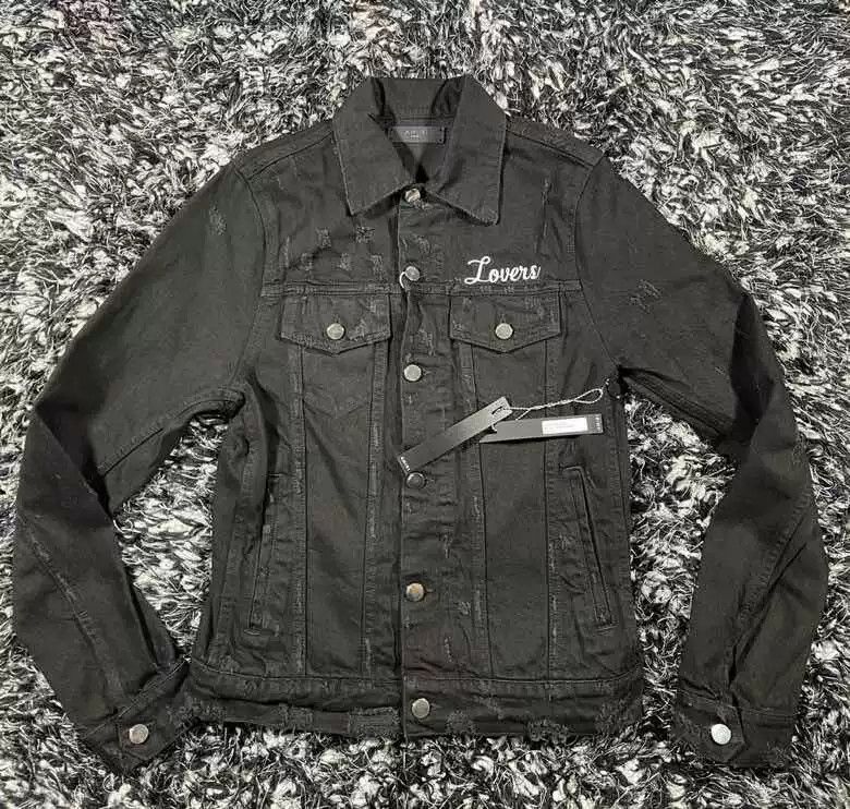 【美品】AMIRI Black Lovers Trucker Jacket 302169-35800-AMIRI-WAX-MA-