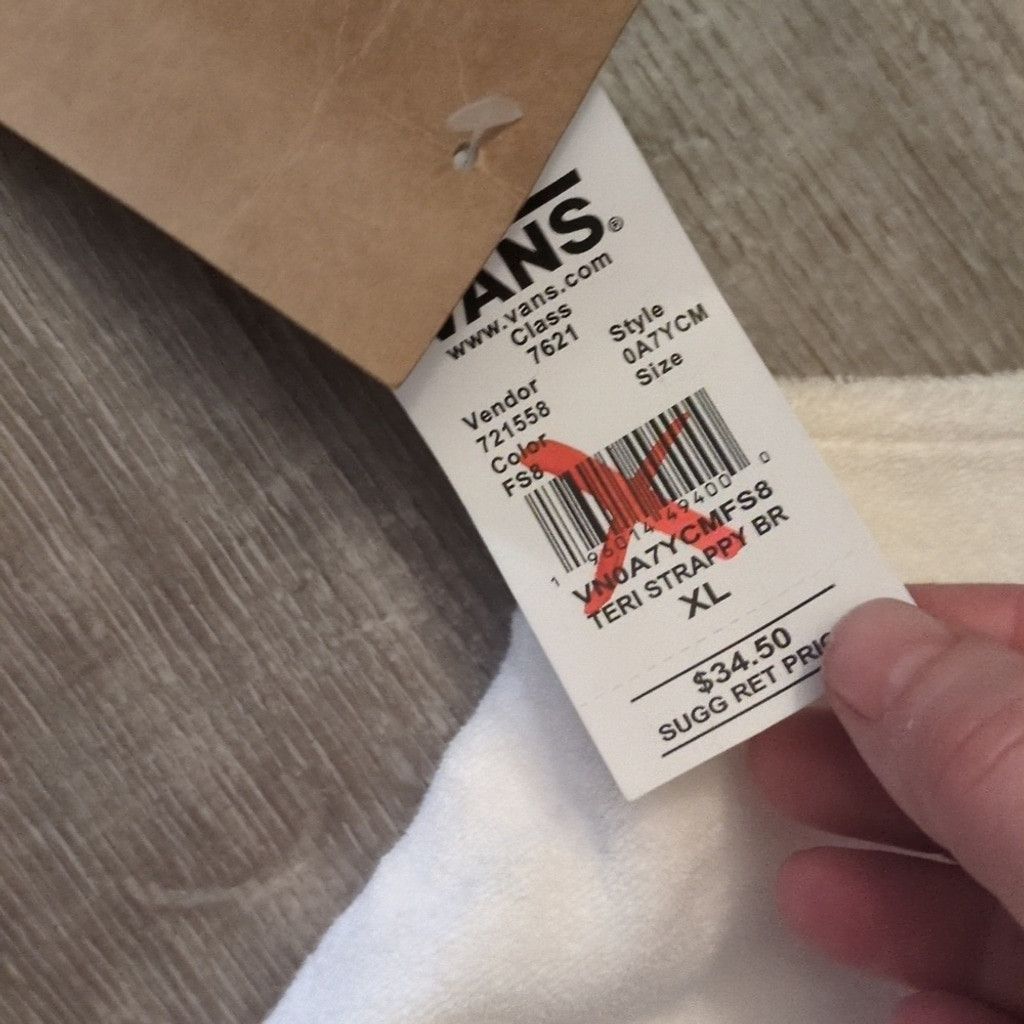 Vans Vans White Terry Strappy Bralette Size XL Size ONE SIZE - 6 Thumbnail