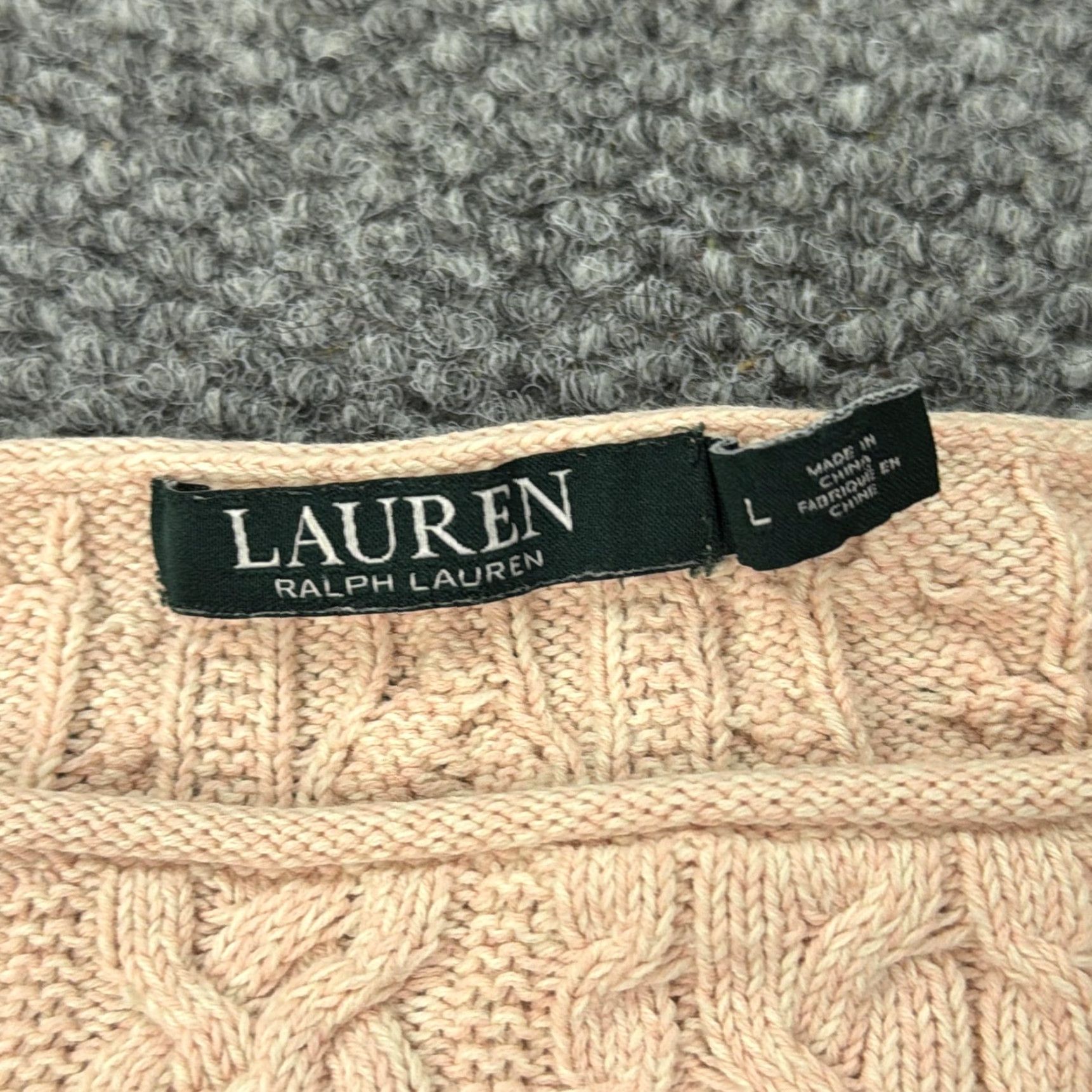 Ralph Lauren Lauren Ralph Lauren Sweater Womens Large Light Pink Cable Knit Cotton Pullover Size L / US 10 / IT 46 - 4 Thumbnail