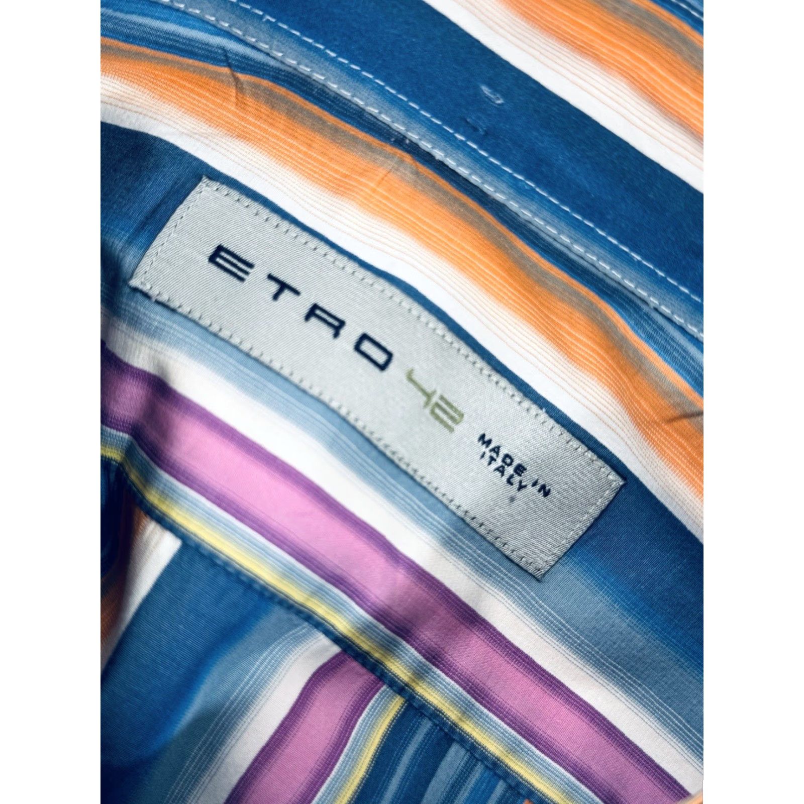 Etro ETRO Shirt Mens 42 Colorful Striped Button-Up Long Sleeve Multicolor 90s Theme Size US XL / EU 56 / 4 - 4 Thumbnail