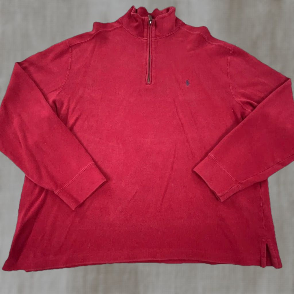 Polo Ralph Lauren VINTAGE Polo Ralph Lauren Sweater Men XXL Red Blue Pullover Quarter Zip Sweatshirt A69 Size US XXL / EU 58 / 5 - 1 Thumbnail
