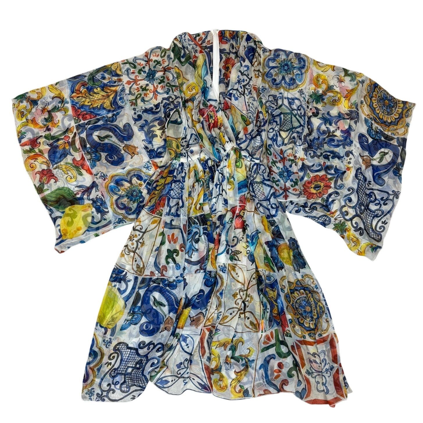 Dolce & Gabbana Dolce & Gabbana Majolica Silk Wide Sleeves Dress Women's 40 Size S / US 4 / IT 40 - 1 Thumbnail