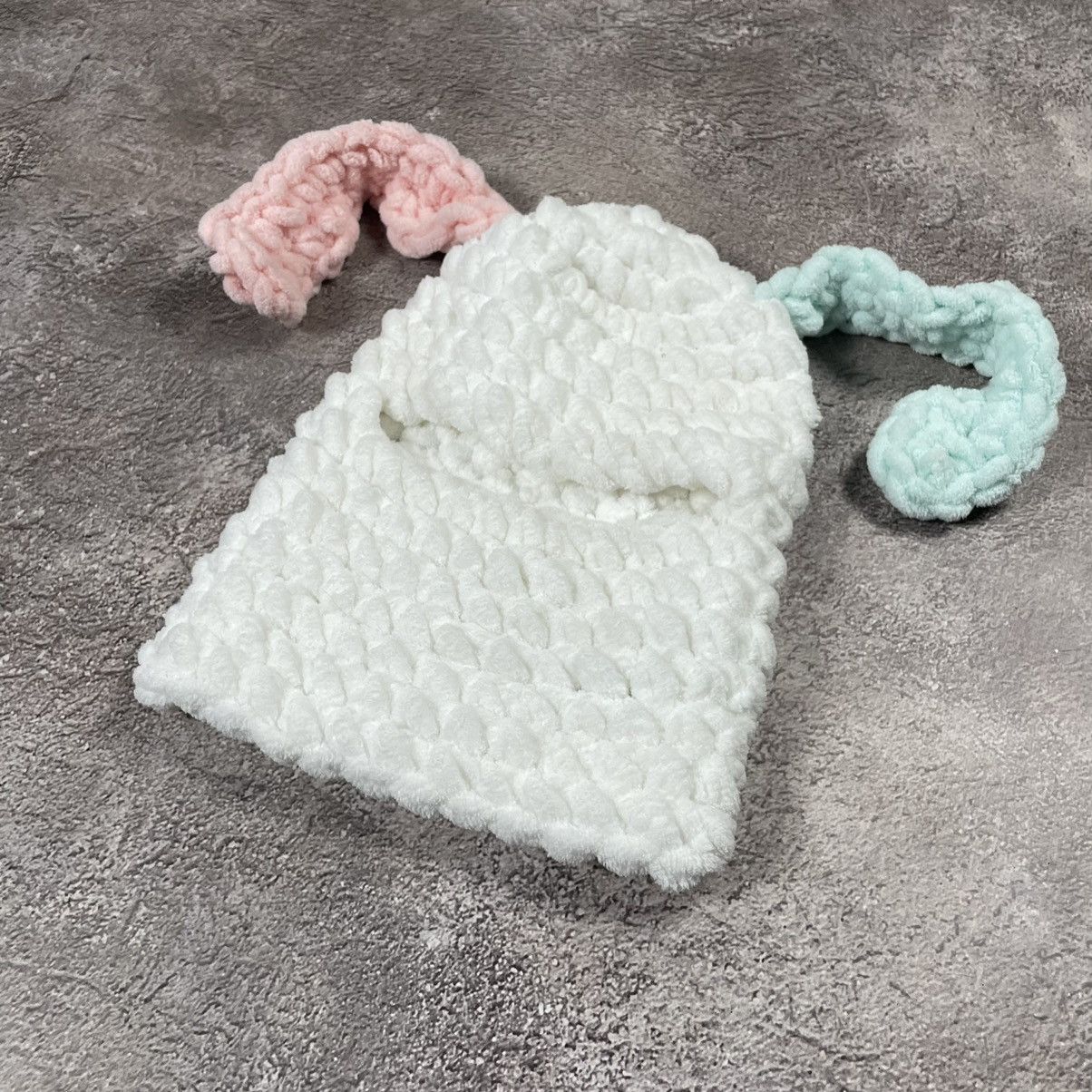Vintage Vintage 90s Y2K Mohair Beanie Pink White Mint Knit Grunge OS Size ONE SIZE - 3 Thumbnail