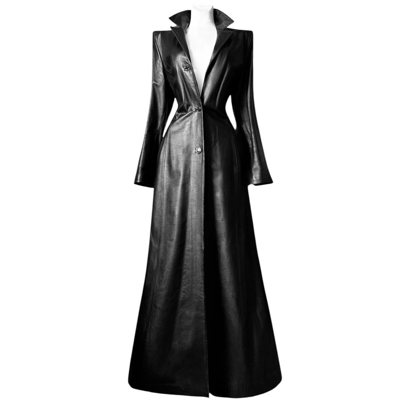 Vintage Super long matrix leather coat Size M / US 6-8 / IT 42-44 - 1 Thumbnail