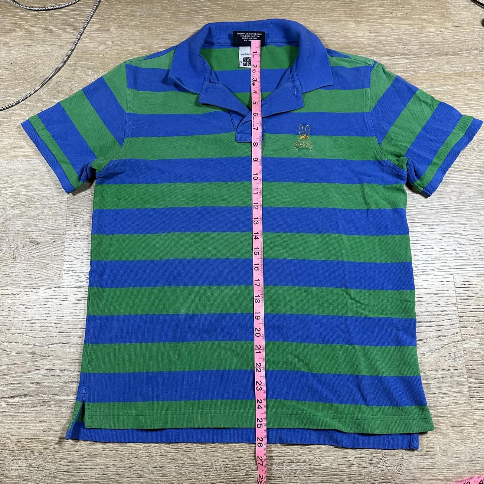 Psycho Bunny Psycho Bunny Men's Polo Shirt Size 5 Blue and Green Striped Size US M / EU 48-50 / 2 - 7 Thumbnail