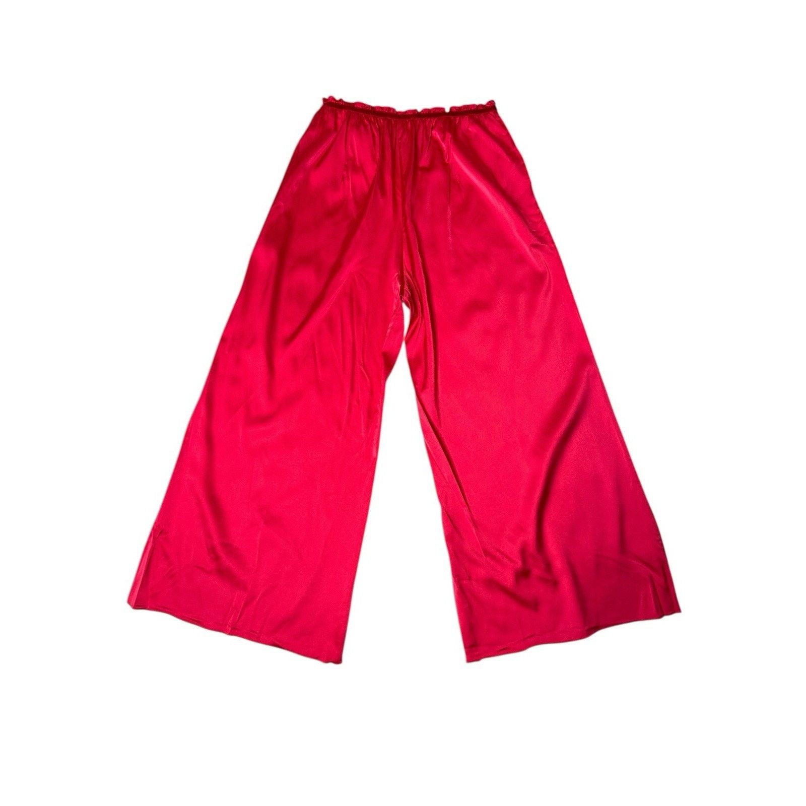 Other Kitagi NEW Red Wide Leg Cropped Satin Pants Bow Detail Size 30" / US 8 / IT 44 - 4 Thumbnail