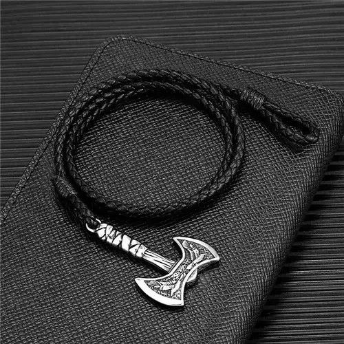Jewelry Raven Battle Axe Multilayer Leather Bracelet Size ONE SIZE - 3 Thumbnail