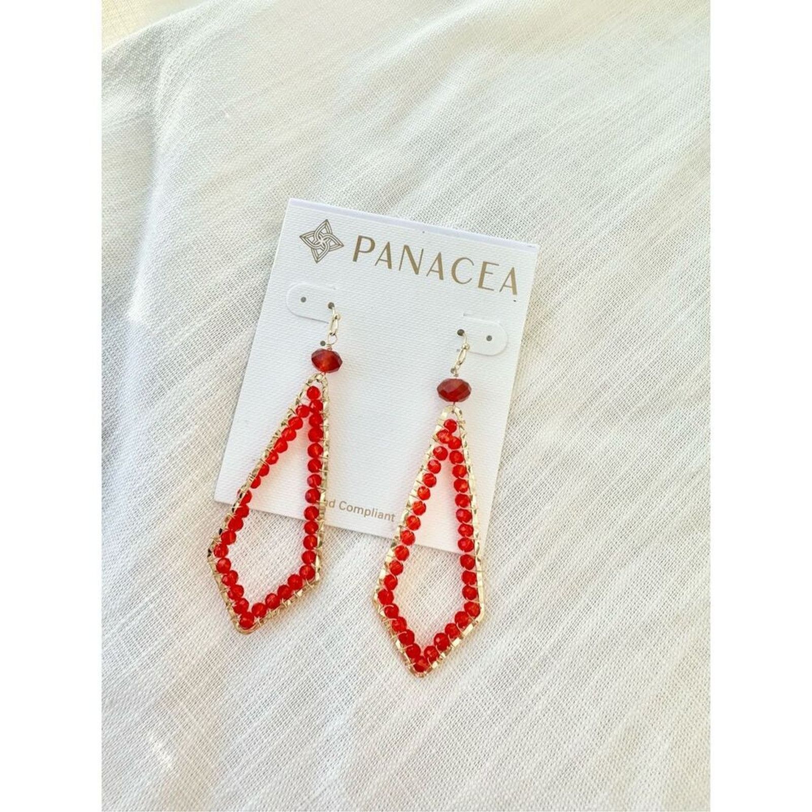 Nordstrom Panacea Red Beaded Dangle Boho Earrings Size ONE SIZE - 1 Thumbnail