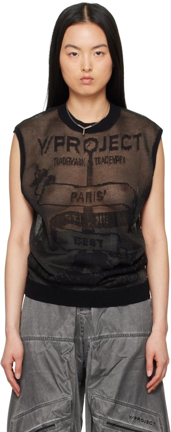 Y/Project o1s22i1n0924 Paris Transparent Knit Mesh Vest in Black Size L / US 10 / IT 46 - 2 Thumbnail