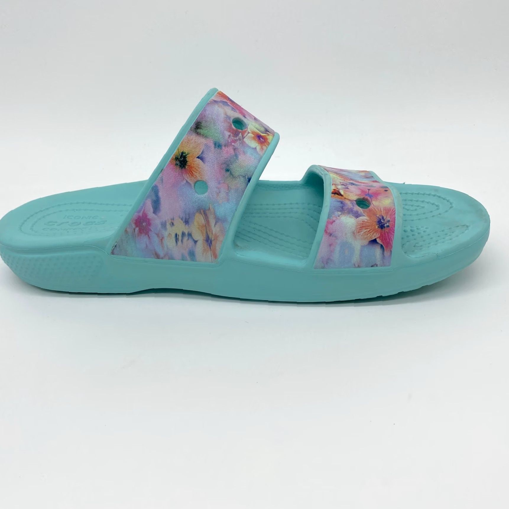 Crocs Crocs Dream Slip Ons Womens Sandal Slip On Two Strap Blue Floral Pattern Open Toe Casual Slide Size US 12 / IT 42 - 6 Thumbnail