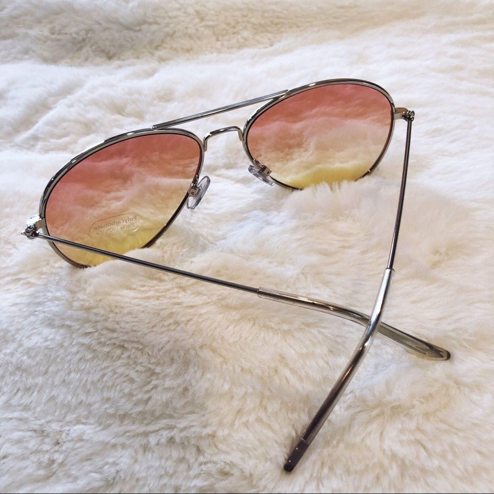 Other Rosalia Pink Yellow Full Rim Aviator Sunglasses Size ONE SIZE - 8 Thumbnail