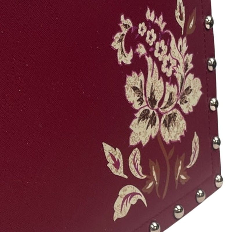 White House Black Market WHBM Red Floral Faux Leather Envelope Purse w Studs Size ONE SIZE - 3 Thumbnail