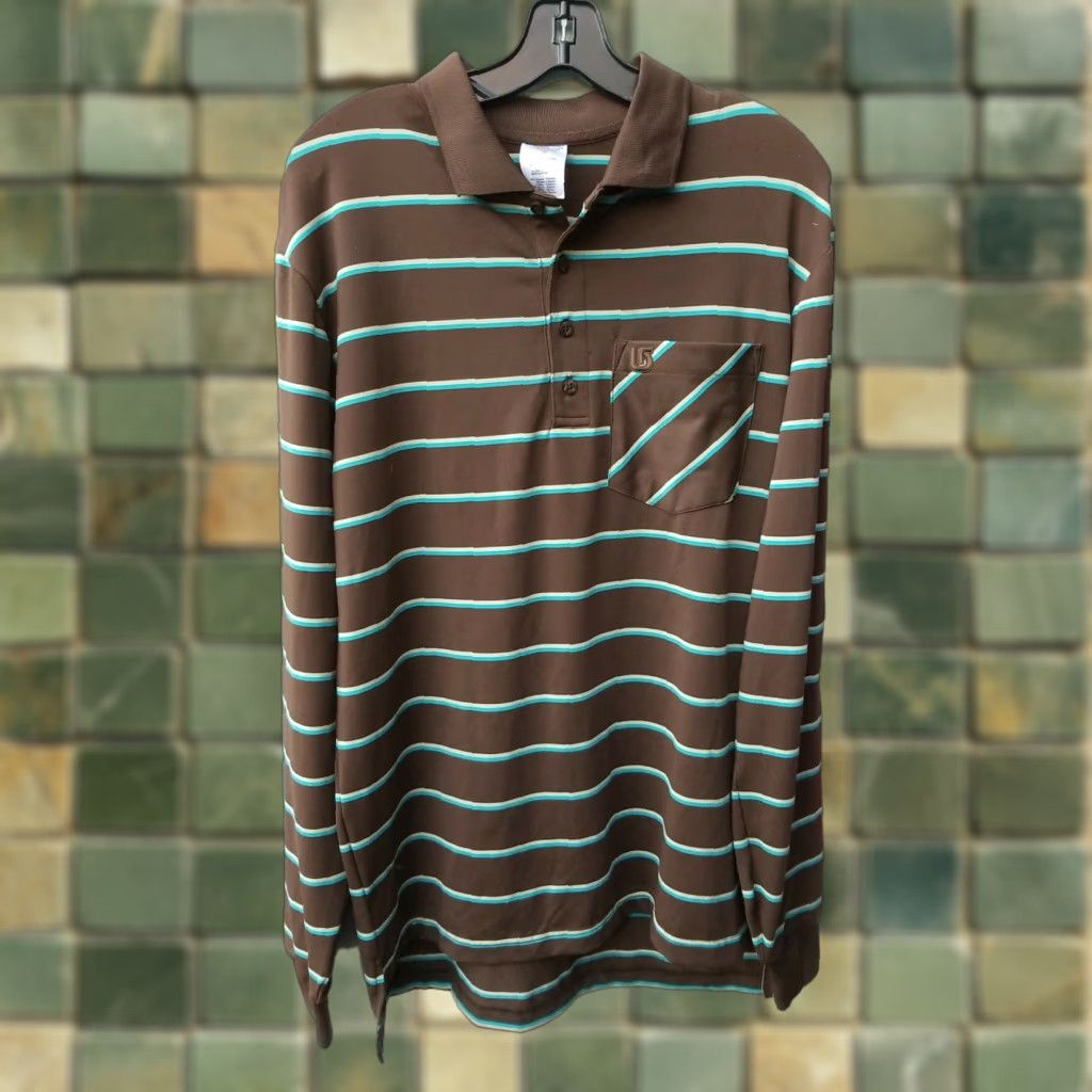 Burton VINTAGE Burton DryRide Snowboard Shirt Rugby Stripe Polo Thumb Holes small Mens T-Shirt Brown Striped Active Wear Size US S / EU 44-46 / 1 - 1 Thumbnail