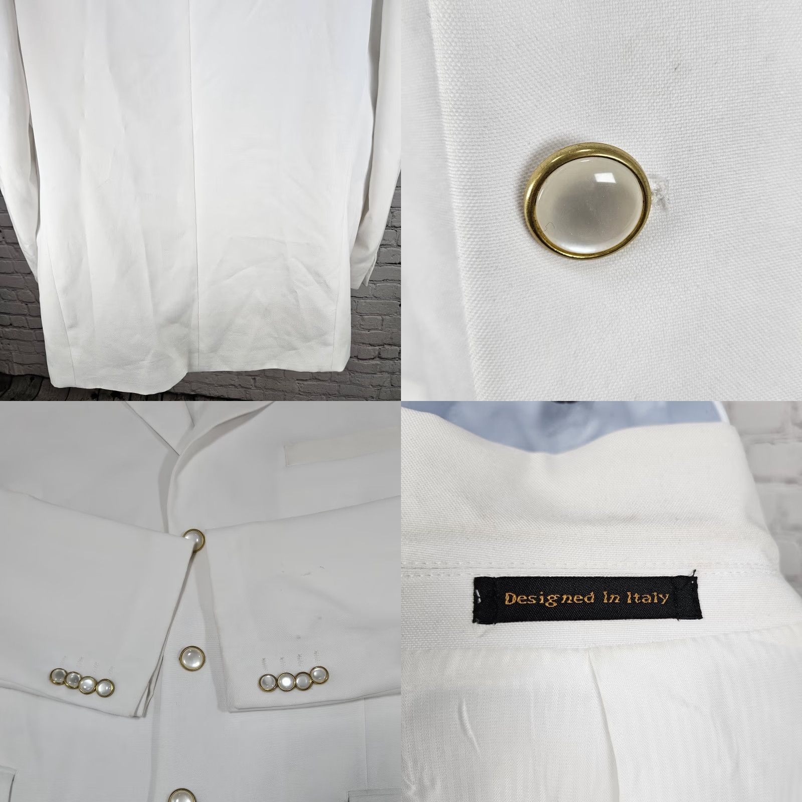 Vintage Lucci Collezione Ivory White 3 Gold Button Ventless Notch Blazer Sport Coat 50L Size 50R - 10 Thumbnail