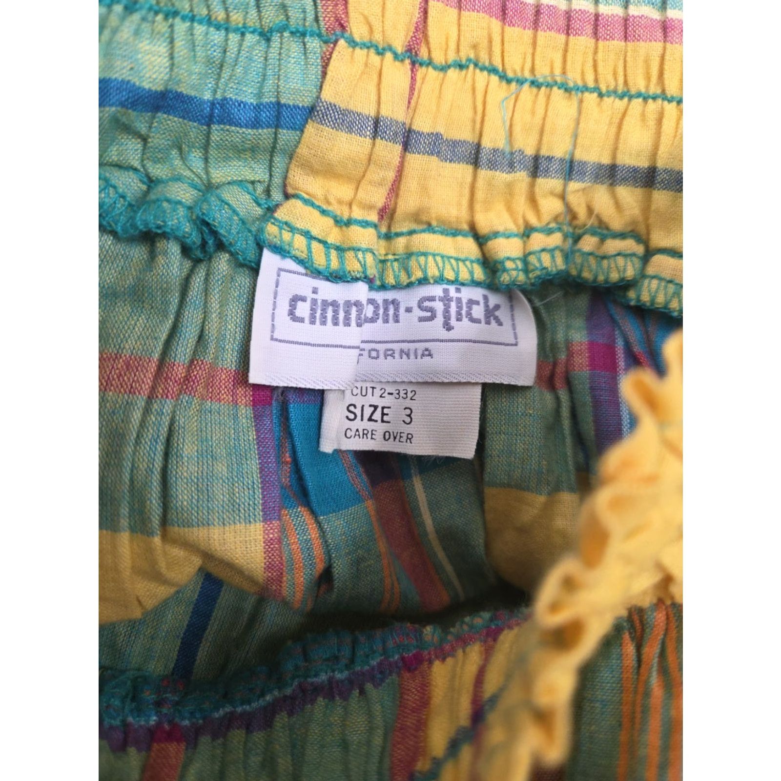 Vintage VINTAGE Pleated Plaid Midi Aline Skirt Cotton Womens XS Yellow Blue Swing 50s 60s Size 26" / US 2 / IT 38 - 3 Thumbnail