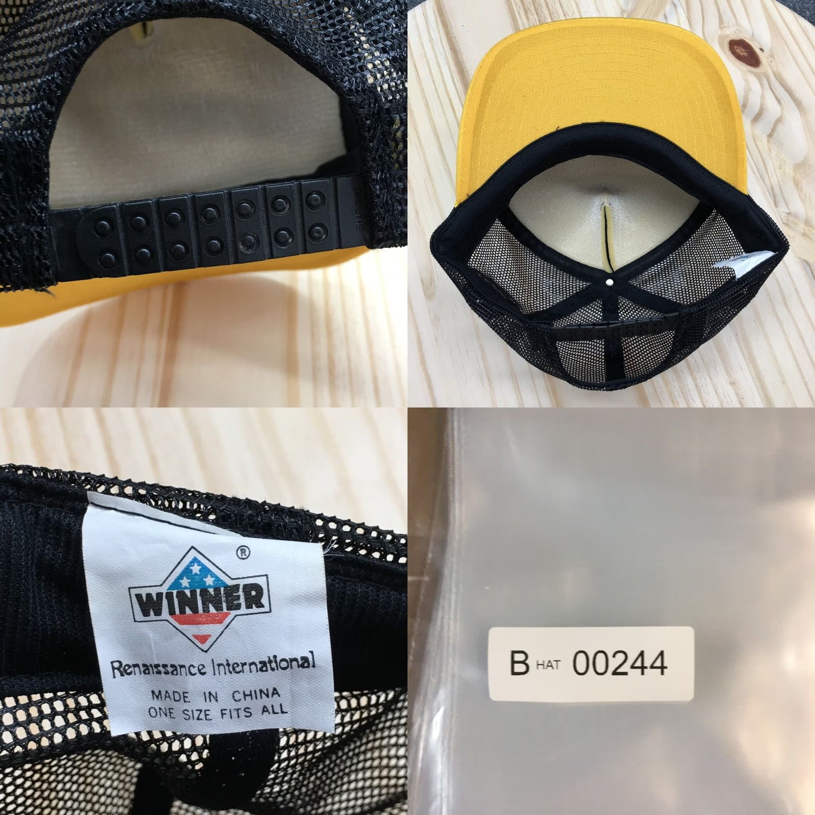 Vintage Winner Rope Hat Mens Black Yellow OS Adjustable Curved Brim Taxi Racing Teams Size ONE SIZE - 8 Thumbnail