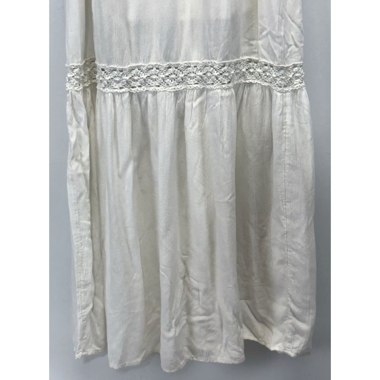 Mossimo VINTAGE Mossimo Supply Co XS Boho Maxi Dress Crochet Style Sundress Summer Festival Women XS Ivory Rayon Long Boho Maxi Dress Womens Size XS / US 0-2 / IT 36-38 - 3 Thumbnail