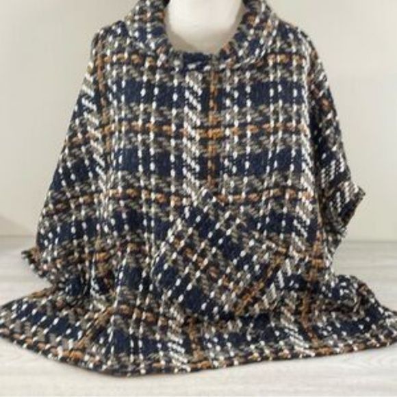 Vintage Coco + Carmen Knit Plaid Fall Sz. OS Shawl Jacket Size ONE SIZE - 1 Thumbnail