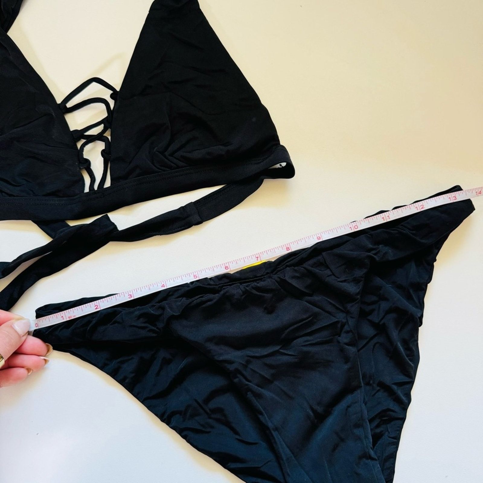 REVOLVE BEACH BUNNY Black Lace Front Halter Tie Bikini Cheeky Bottom Size ONE SIZE - 4 Thumbnail