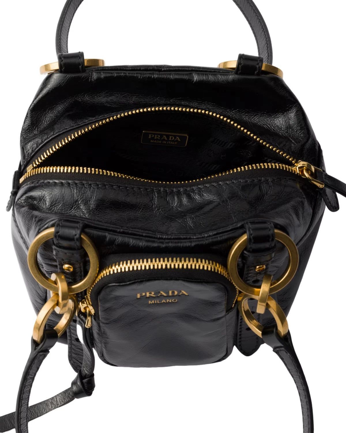 Prada PRADA Dangle Mini Black Leather Top Handle Bag New/Auth Size ONE SIZE - 4 Thumbnail