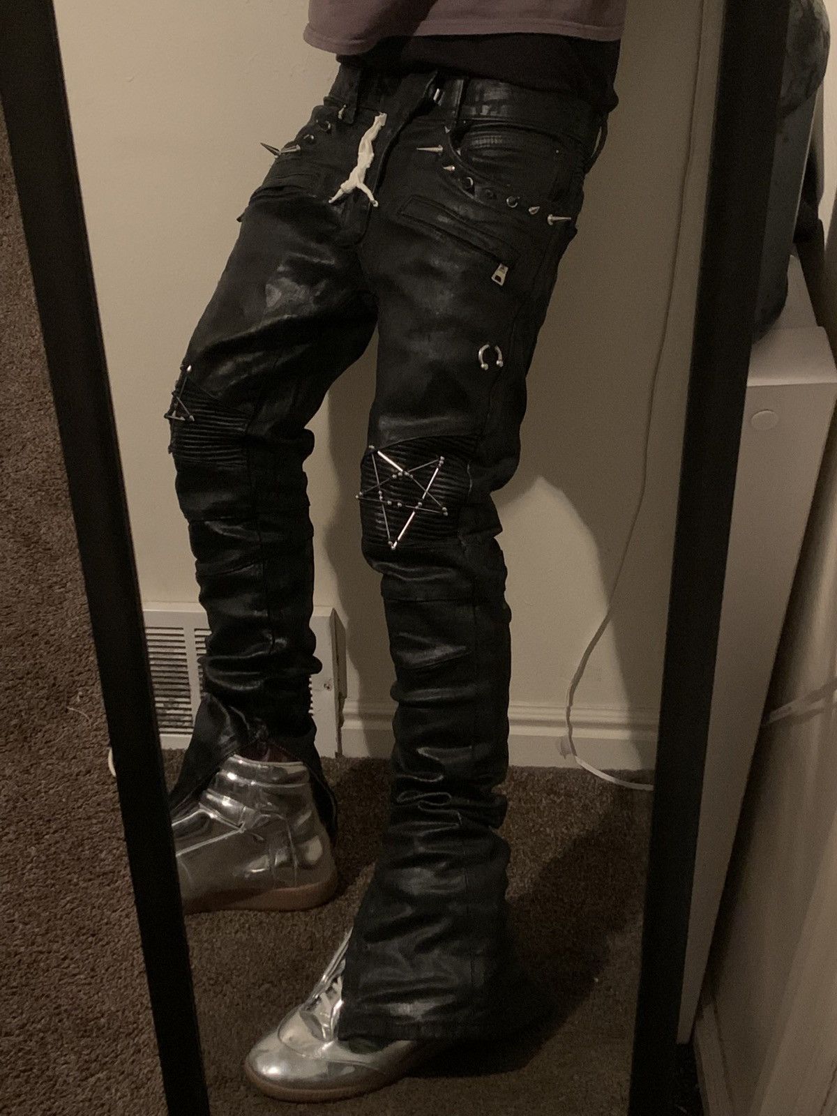 Balmain Balmain Like Biker Jeans Waxed Pierced Spiked Fashion Punk Size US 30 / EU 46 - 23 Thumbnail