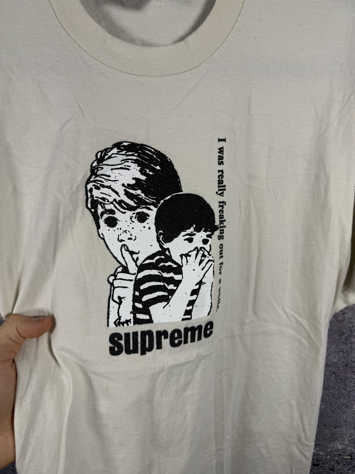 Supreme × Vintage Supreme Freaking Out Tee Beige Medium Authentic Streetwear Size US M / EU 48-50 / 2 - 8 Thumbnail