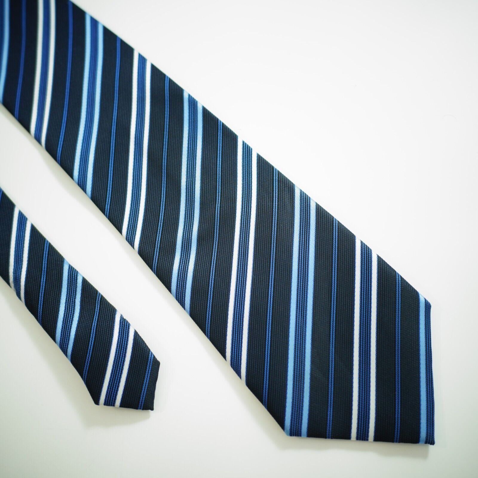 Stafford Stafford Essentials Blue Striped Woven Silk Tie Size ONE SIZE - 1 Thumbnail
