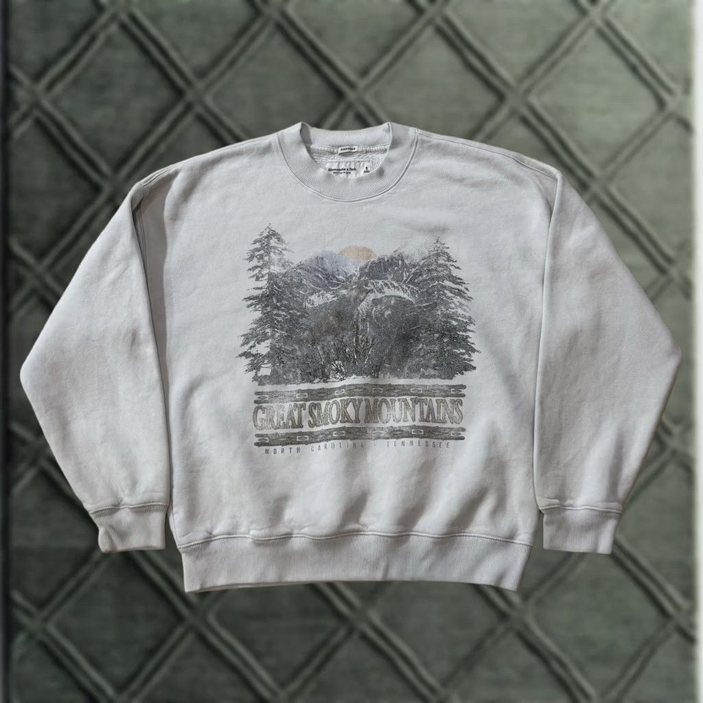 Abercrombie & Fitch Abercrombie & Fitch Great Smoky Mountains Oversized Crewneck Sweatshirt S Gray Cotton Fleece Moose Logo Vintage No Size US S / EU 44-46 / 1 - 1 Thumbnail
