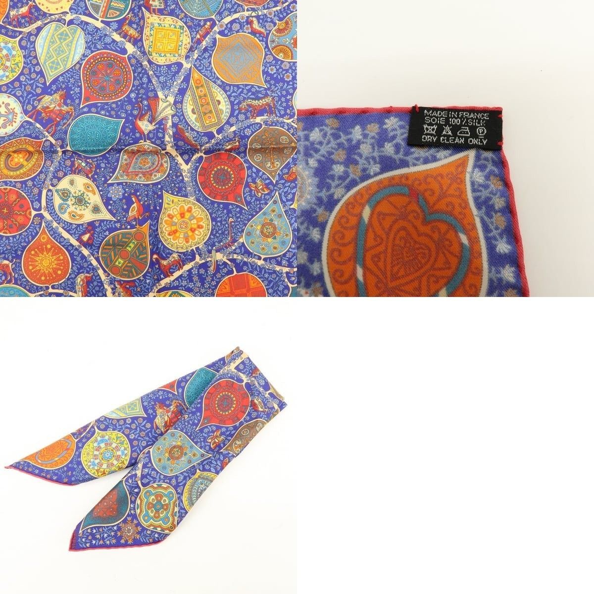 Hermes Hermes Carre 45 L'Arbre de Vie Silk Scarf Blue Size ONE SIZE - 4 Thumbnail