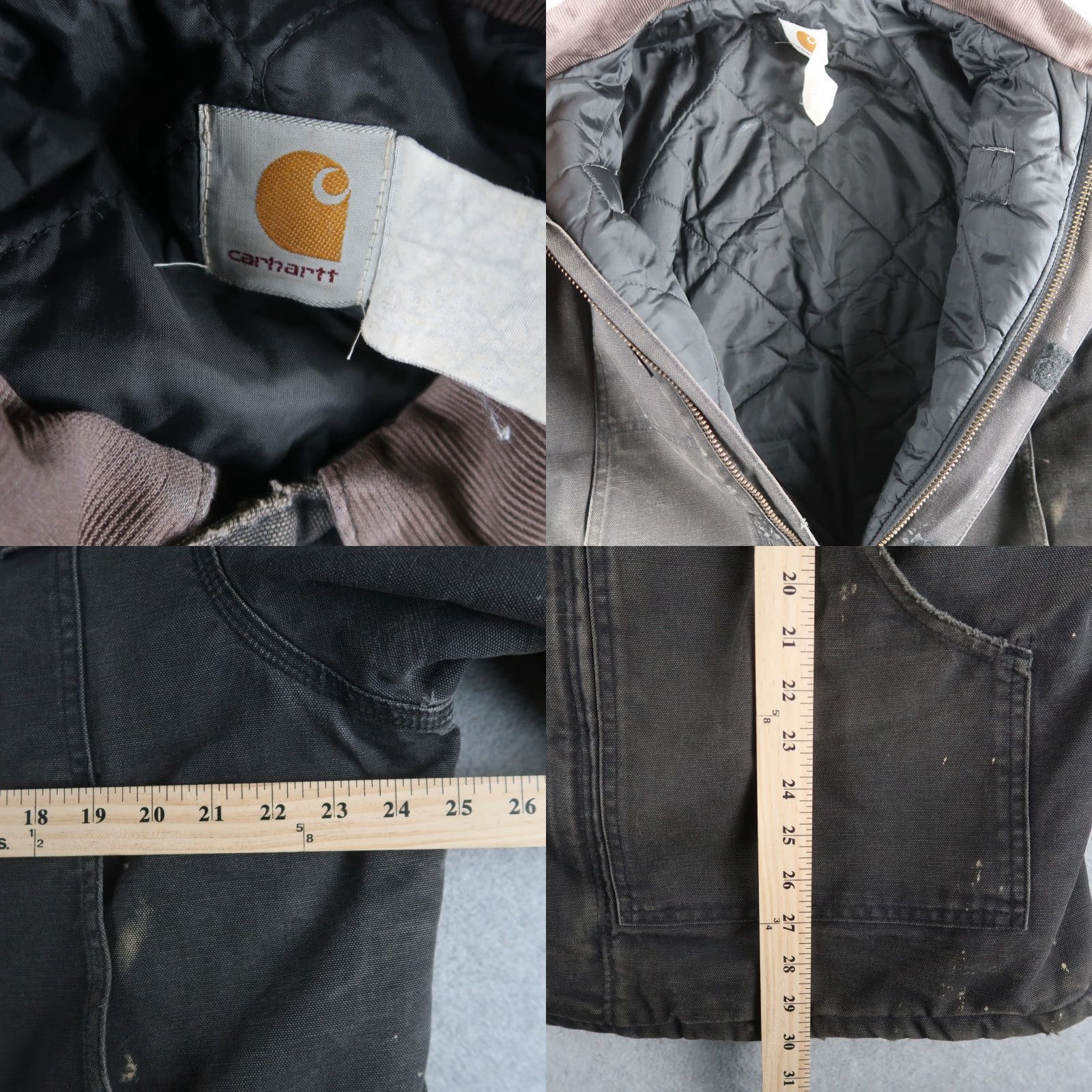 Carhartt VINTAGE Carhartt Jacket L Black Distressed Faded Cotton Canvas Workwear 90s Quilted Lined Mens Size US L / EU 52-54 / 3 - 10 Thumbnail