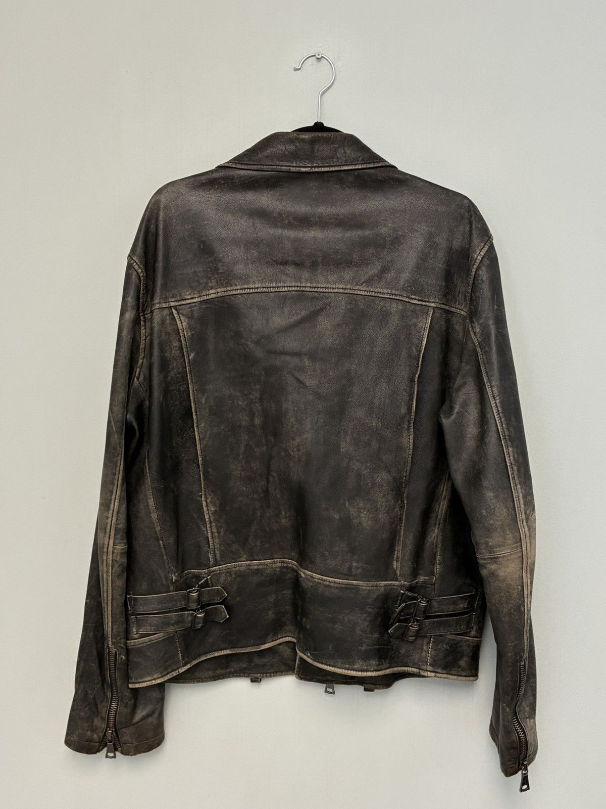 John Varvatos Distressed Leather Chelsea Biker Jacket EU54 USA44 Size US L / EU 52-54 / 3 - 10 Thumbnail