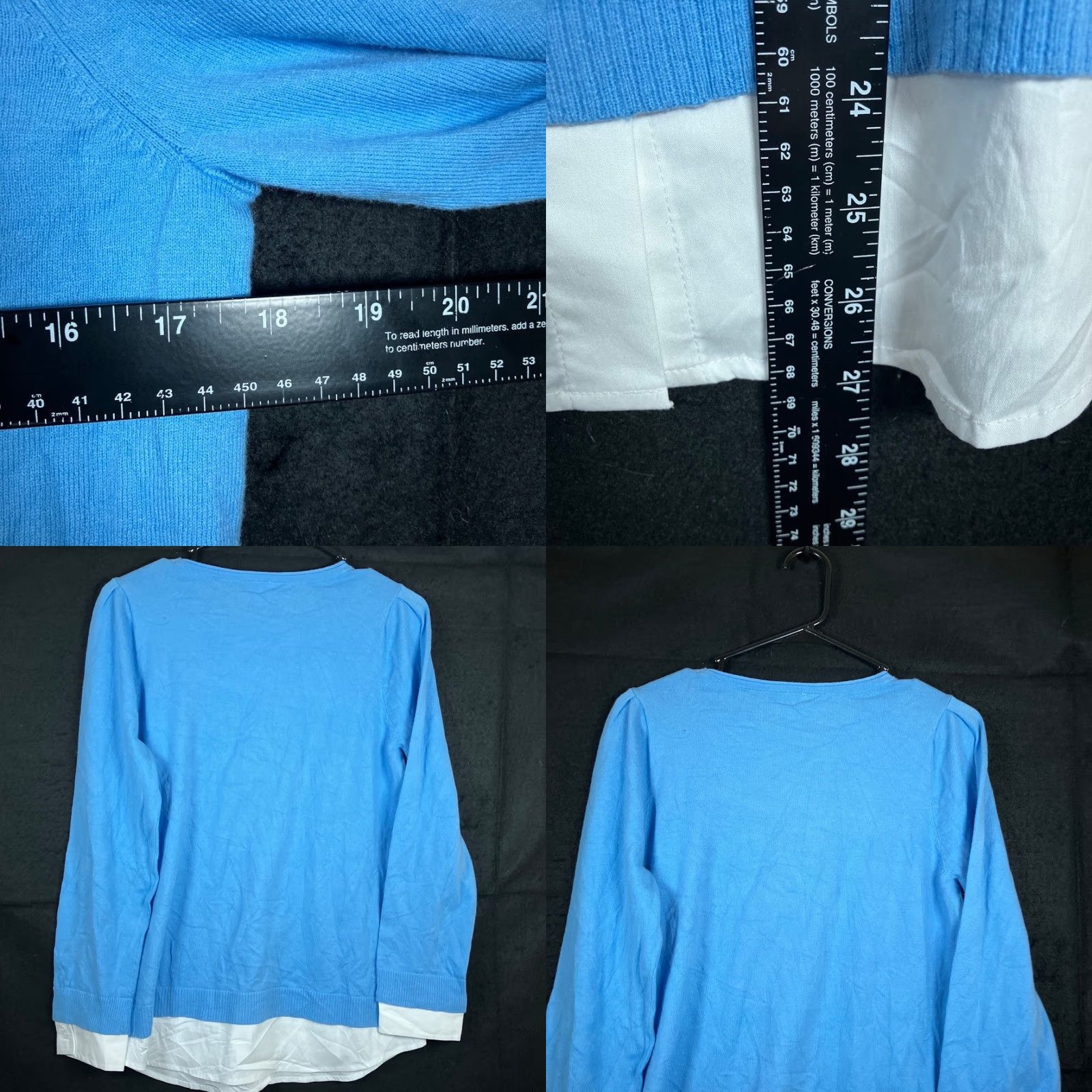 Vintage Chicos Womens Sweater Blue Crew Neck Layered Long Sleeve Stretch S Pullover Knit Casual Workwear 0 (S) Womens Size S / US 4 / IT 40 - 8 Thumbnail